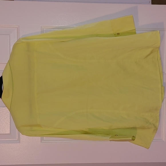 Vintage Sheer V-Neck Chiffon Button-Down Women's Blouse Size XL Bold Lemon-Lime - Picture 5 of 7